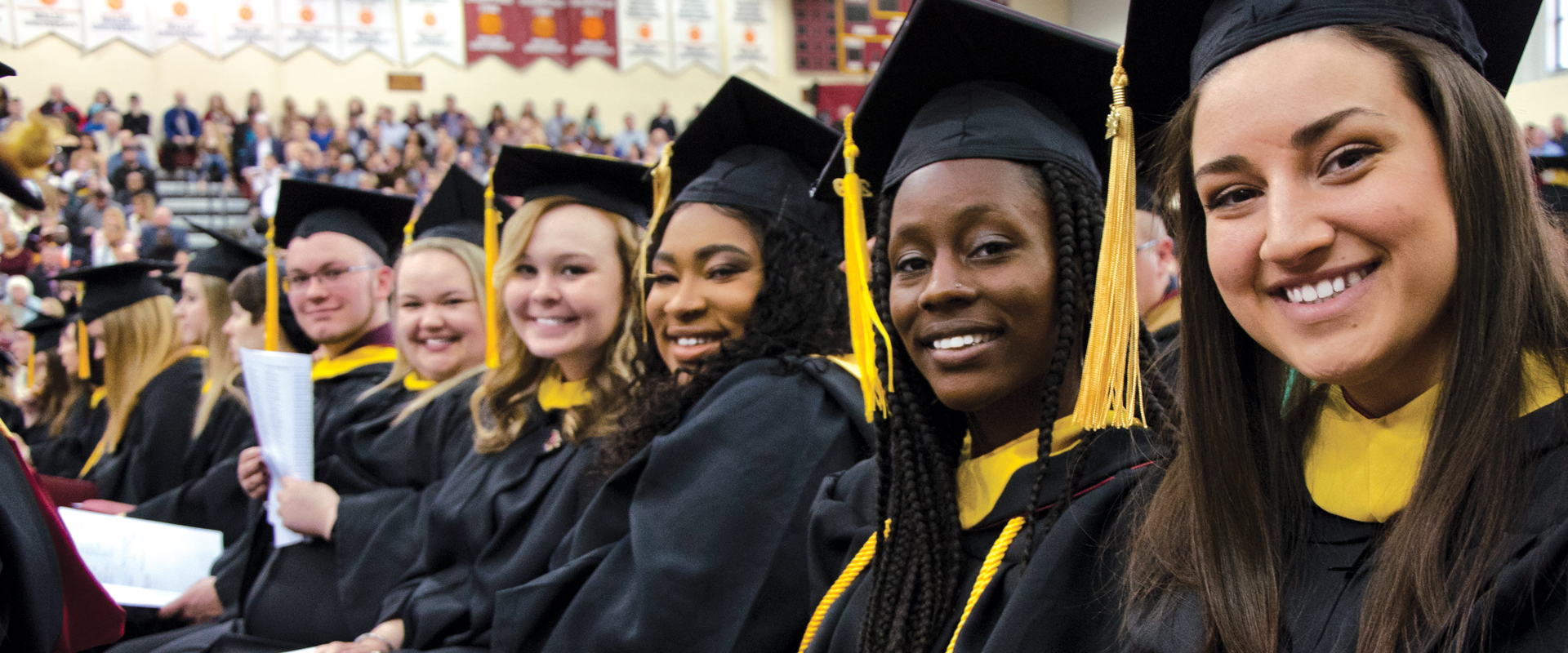 photo of a group of graduates seated at Commencement