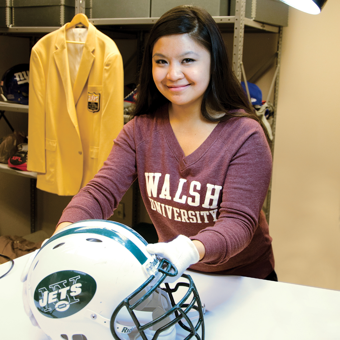 photo of a Museum Studies student participating in an internship at the Pro Football Hall of Fame