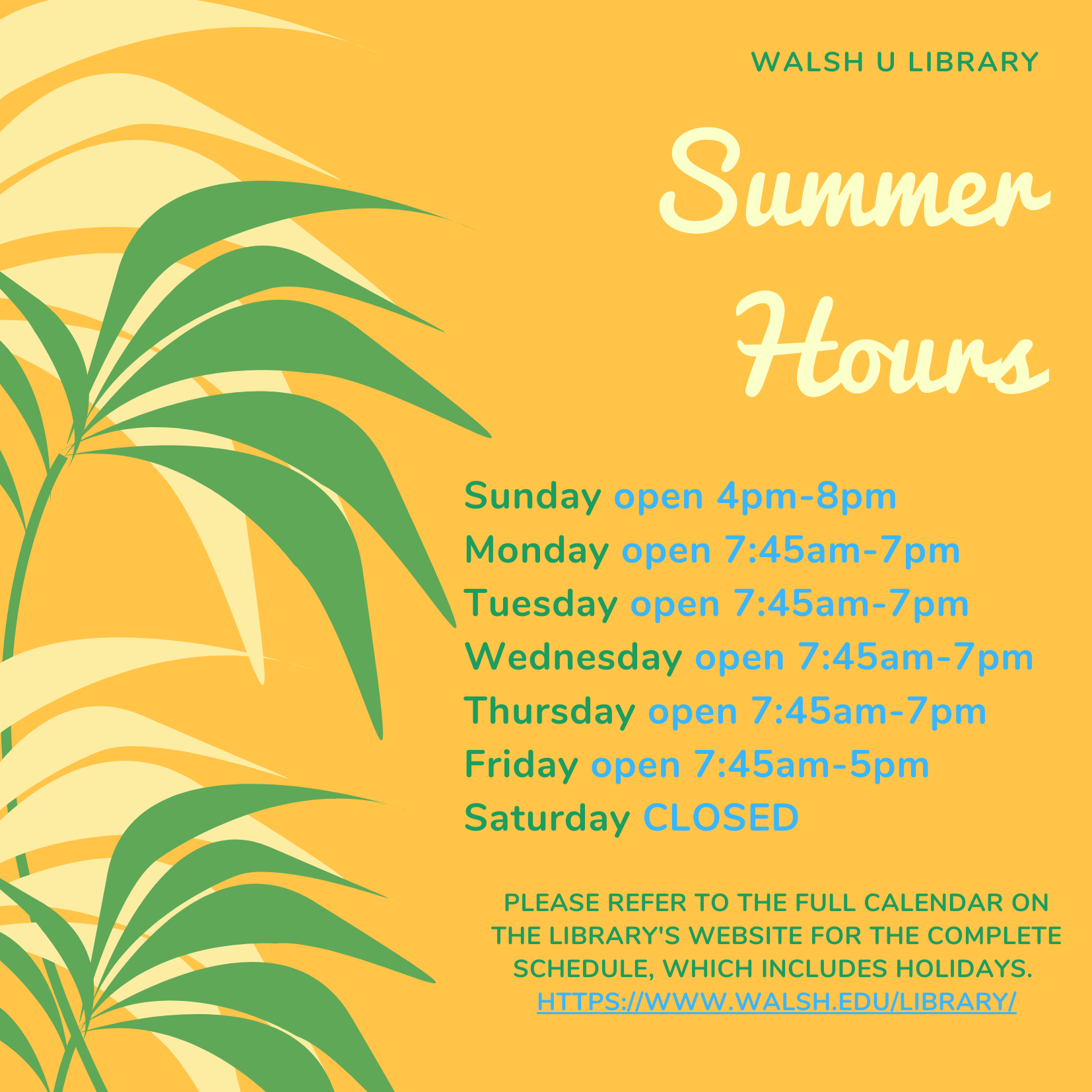 Library summer hours